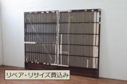 アンティーク建具　明るい木色が空間のアクセントになるレトロなガラス扉1枚(木製扉、ドア)(R-080486)
