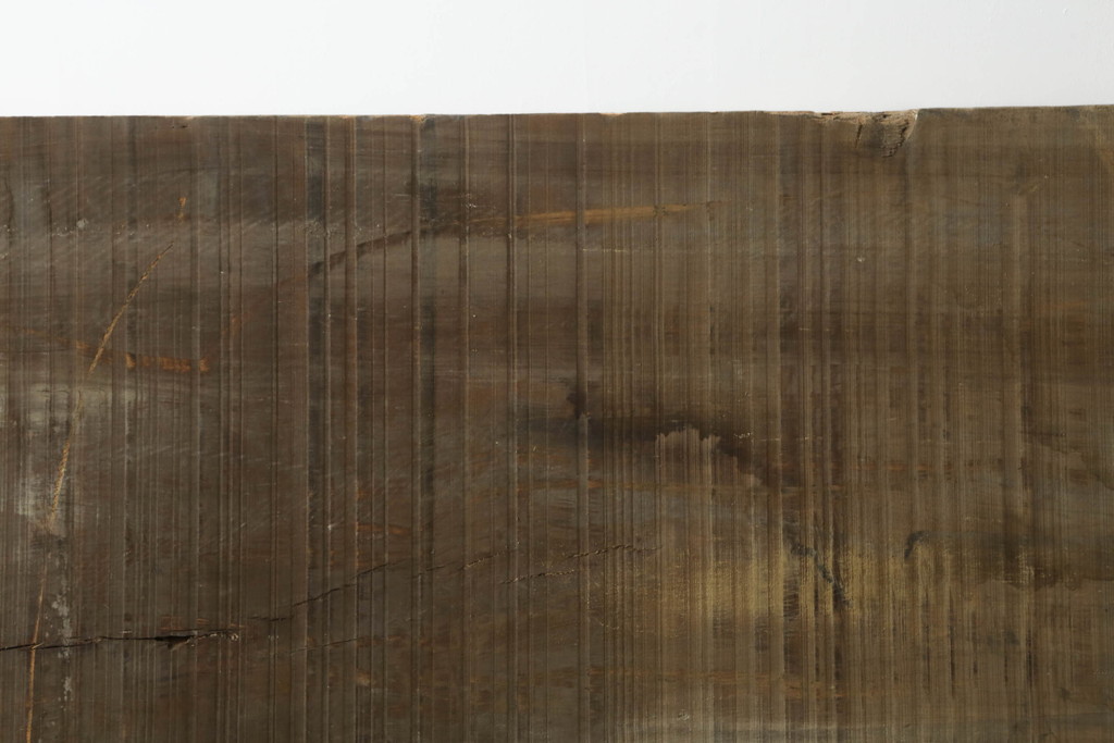 和製アンティーク　特大!!　重厚　古い欅(ケヤキ)材の迫力ある分厚い一枚板(古材、上がり框、テーブル、展示台、陳列台、作業台、天板、材料、資材、DIY)(R-074688)