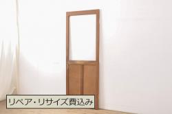 アンティーク建具　大正ロマン　ガラスにおしゃれな模様が入った組子入り幅狭ガラス戸3枚セット(引き戸)(R-066862)