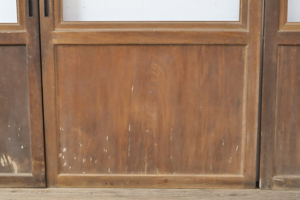 アンティーク建具　総欅材　上質な造りのガラス帯戸4枚セット(板戸、引き戸)(R-056361)