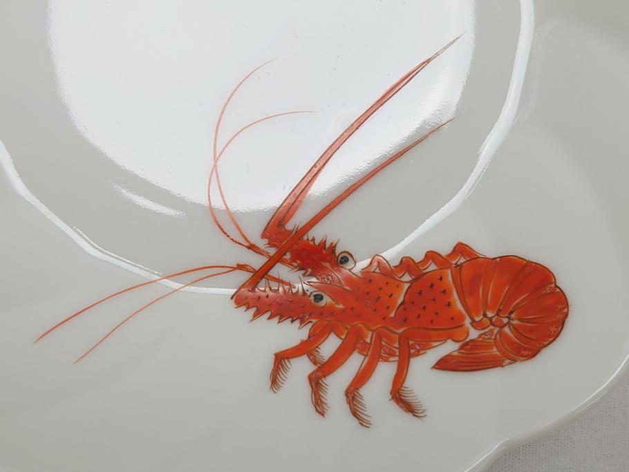 十二代　酒井田柿右衛門　錦海老画　4.8寸　約14.5cm　中皿10客セット(共箱付き、和食器、和皿、4寸8分)(R-062618)