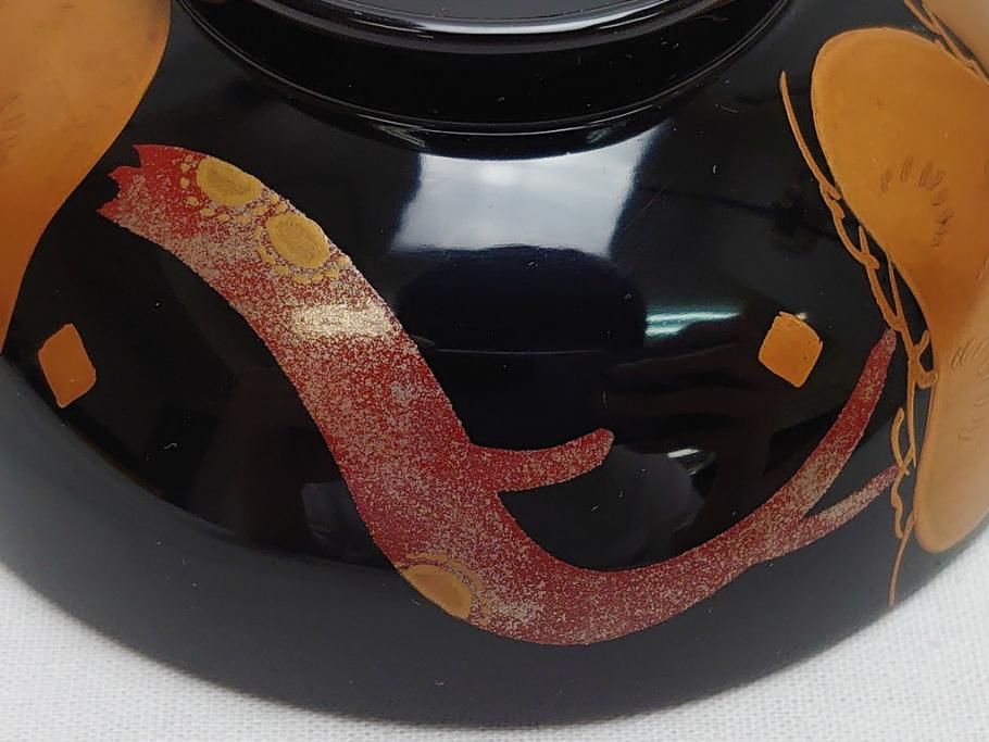 輪島塗 老松 蒔絵 木製 吸物椀10客(雑煮椀、黒漆、お椀、漆器)(R 