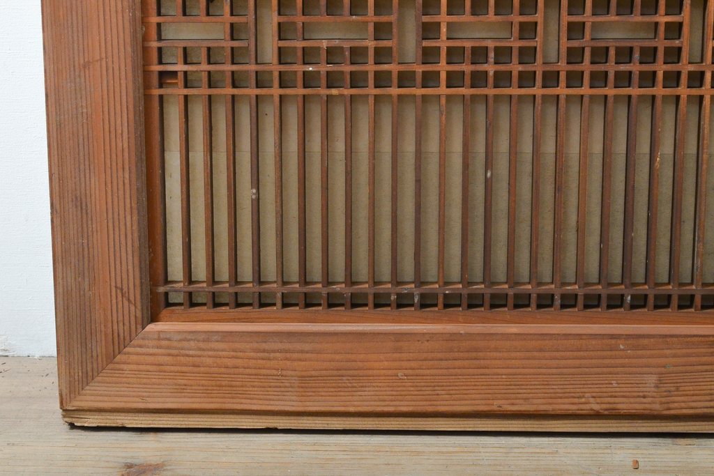 アンティーク建具　昭和初期　精巧な格子が美しい組子欄間1枚(明り取り、ディスプレイ)(R-056204)