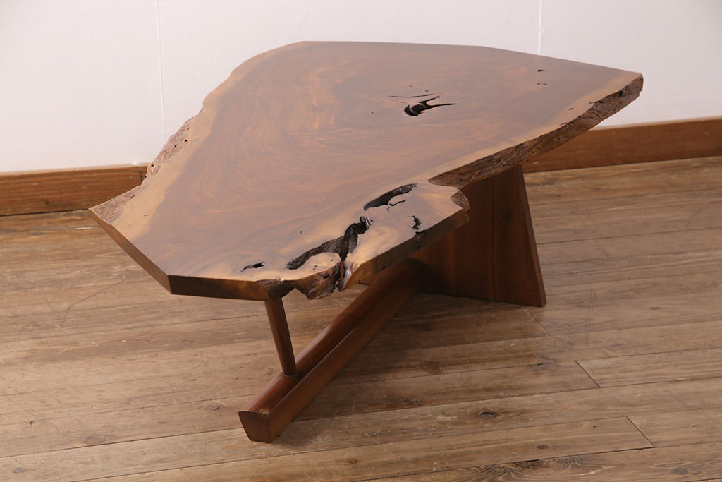 和製ヴィンテージ　MINGURENII COFFEE TABLE　希少なジョージナカシマ本人製作品!素材の形を活かしたデザインのミングレンコーヒーテーブル(ジョージ・ナカシマ、ミングレンII、センターテーブル、ローテーブル、机、ビンテージ)(R-051403)