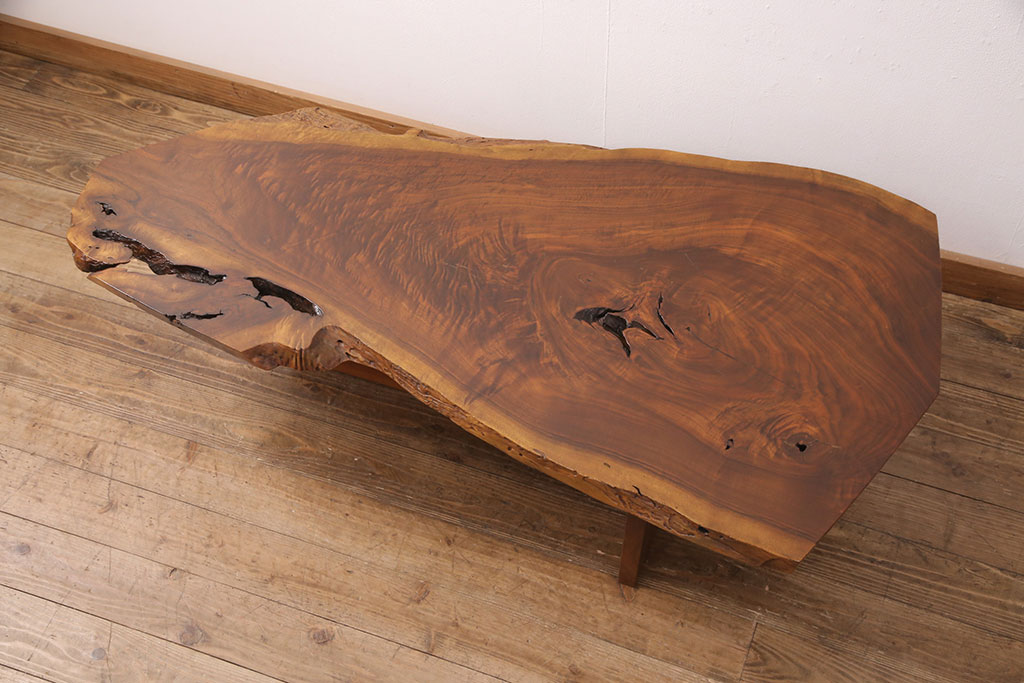 和製ヴィンテージ　MINGURENII COFFEE TABLE　希少なジョージナカシマ本人製作品!素材の形を活かしたデザインのミングレンコーヒーテーブル(ジョージ・ナカシマ、ミングレンII、センターテーブル、ローテーブル、机、ビンテージ)(R-051403)
