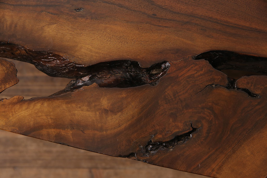 和製ヴィンテージ　MINGURENII COFFEE TABLE　希少なジョージナカシマ本人製作品!素材の形を活かしたデザインのミングレンコーヒーテーブル(ジョージ・ナカシマ、ミングレンII、センターテーブル、ローテーブル、机、ビンテージ)(R-051403)