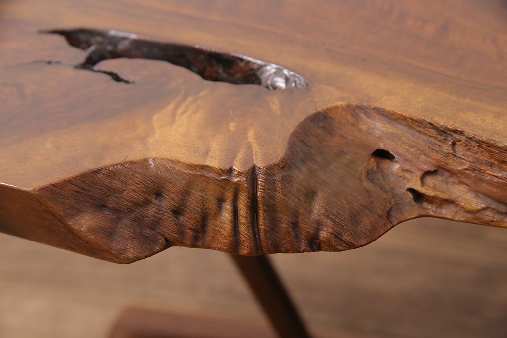 和製ヴィンテージ　MINGURENII COFFEE TABLE　希少なジョージナカシマ本人製作品!素材の形を活かしたデザインのミングレンコーヒーテーブル(ジョージ・ナカシマ、ミングレンII、センターテーブル、ローテーブル、机、ビンテージ)(R-051403)