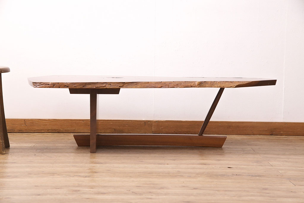 和製ヴィンテージ　MINGURENII COFFEE TABLE　希少なジョージナカシマ本人製作品!素材の形を活かしたデザインのミングレンコーヒーテーブル(ジョージ・ナカシマ、ミングレンII、センターテーブル、ローテーブル、机、ビンテージ)(R-051403)