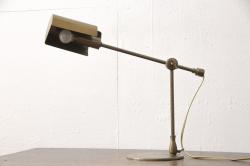 和製ヴィンテージ　山菊工芸　メンズライクの空間づくりにおすすめの真鍮製テーブルスタンド(テーブルランプ、卓上照明、シェード、ビンテージ)(R-056501)