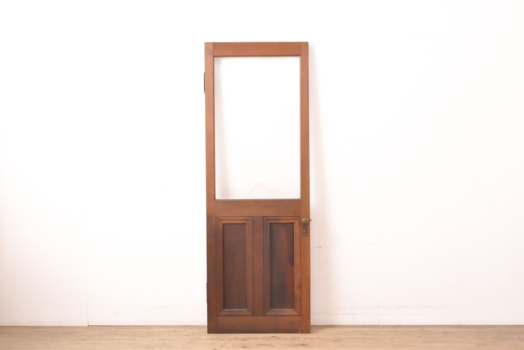 アンティーク建具　大きなガラス窓が付いたノスタルジックな木製ドア1枚(扉)(R-056470)