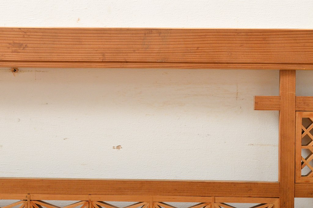 アンティーク建具　凛とした組子細工が印象的!組子入り欄間1枚(明り取り、明かり取り)(R-056378)