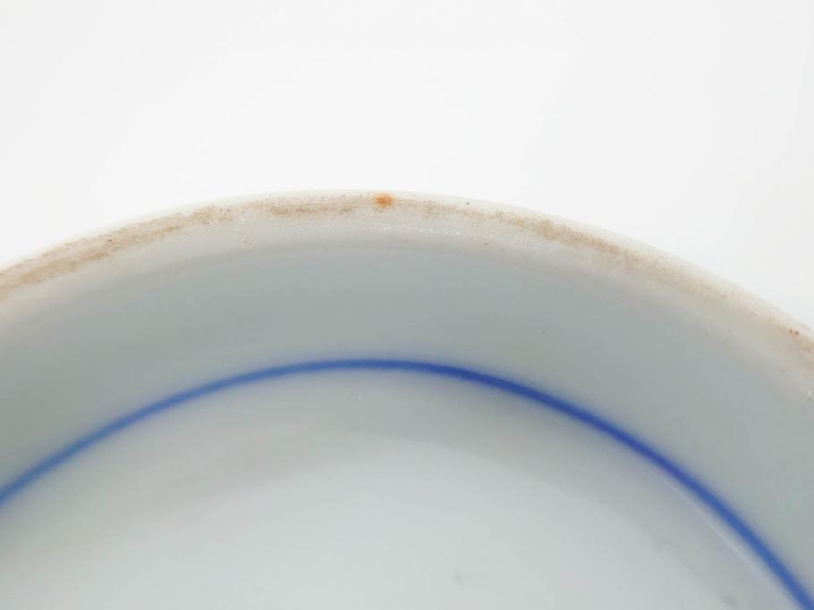 戦前　深川製磁　オールド深川　有田焼　染付　窓絵　松竹梅　約13cm　4.1寸　細かな絵付けが見事な小鉢4客セット(金彩、小槌、船、舟、花、吉祥文様、深鉢、深皿、向付、和皿、和食器、四寸一分)(R-080080)