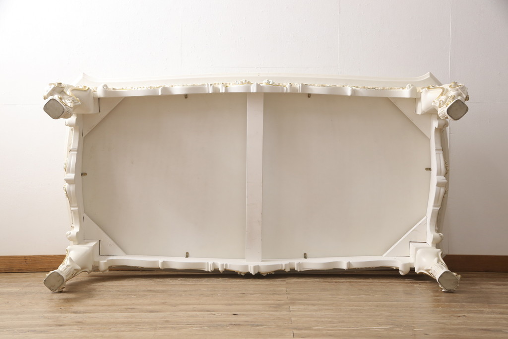 中古　美品　SILIK(シリック)　エレガントな空間づくりにおすすめ!ガラス天板付きダイニングテーブル(定価約100万円)(R-054496)