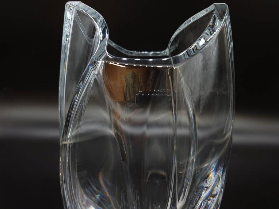 フランス　Baccarat　バカラ　RRigot(リゴット)　高さ 約27cm　エレガントな曲線美が美しいフラワーベース(花器、花生け、花瓶、花入れ、フルレッドクリスタルガラス、共箱付き)(R-080090)