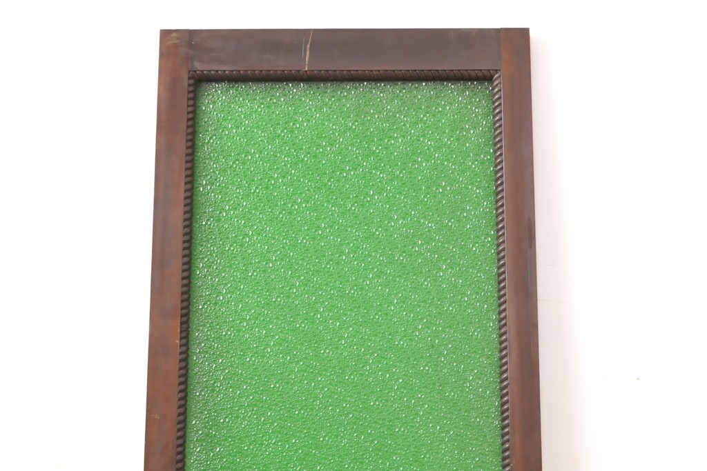アンティーク建具　大正ロマン　大きなグリーンのダイヤガラスが印象的な色ガラス窓1枚(ガラス戸)(R-056479)
