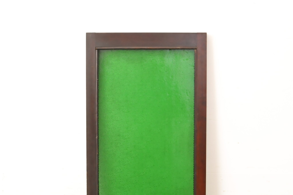 アンティーク建具　大正ロマン　大きなグリーンのダイヤガラスが印象的な色ガラス窓1枚(ガラス戸)(R-056479)
