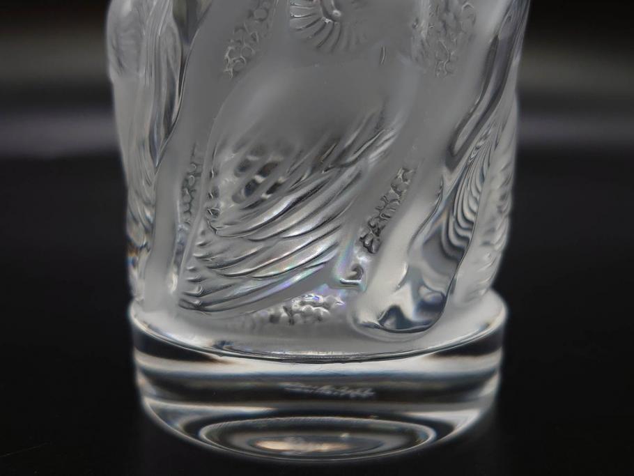 フランス　LALIQUE(ラリック)　ユロット　落ち着いた雰囲気が魅力のオールドファッションタンブラー(フクロウ、梟、サテンクリスタル、グラス、硝子、ガラス、共箱付き)(R-080091)　