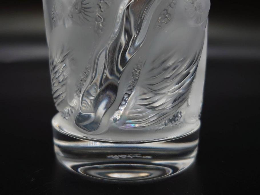 フランス　LALIQUE(ラリック)　ユロット　落ち着いた雰囲気が魅力のオールドファッションタンブラー(フクロウ、梟、サテンクリスタル、グラス、硝子、ガラス、共箱付き)(R-080091)　