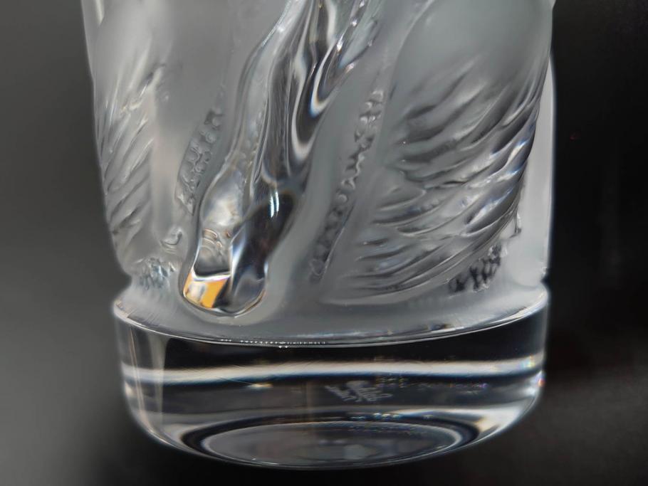 フランス　LALIQUE(ラリック)　ユロット　落ち着いた雰囲気が魅力のオールドファッションタンブラー(フクロウ、梟、サテンクリスタル、グラス、硝子、ガラス、共箱付き)(R-080091)　