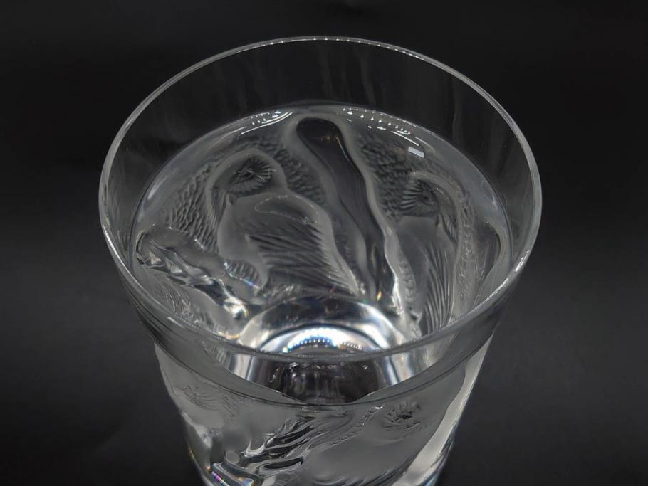 フランス　LALIQUE(ラリック)　ユロット　落ち着いた雰囲気が魅力のオールドファッションタンブラー(フクロウ、梟、サテンクリスタル、グラス、硝子、ガラス、共箱付き)(R-080091)　
