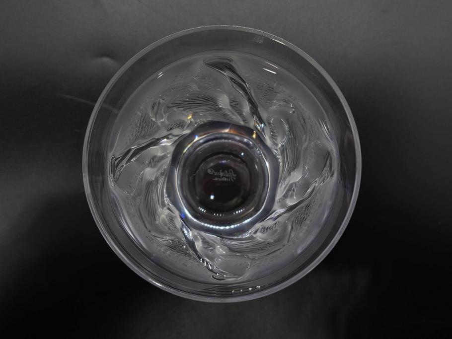 フランス　LALIQUE(ラリック)　ユロット　落ち着いた雰囲気が魅力のオールドファッションタンブラー(フクロウ、梟、サテンクリスタル、グラス、硝子、ガラス、共箱付き)(R-080091)　