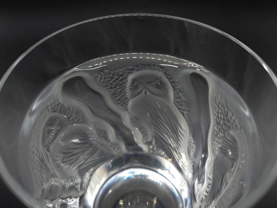 フランス　LALIQUE(ラリック)　ユロット　落ち着いた雰囲気が魅力のオールドファッションタンブラー(フクロウ、梟、サテンクリスタル、グラス、硝子、ガラス、共箱付き)(R-080091)　