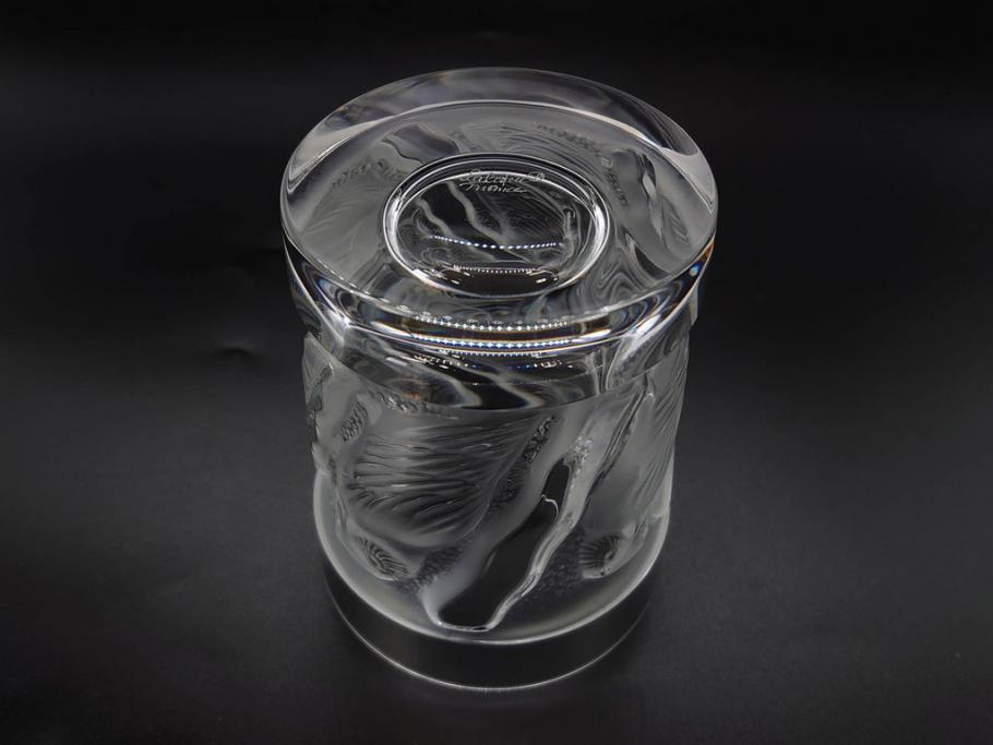 フランス　LALIQUE(ラリック)　ユロット　落ち着いた雰囲気が魅力のオールドファッションタンブラー(フクロウ、梟、サテンクリスタル、グラス、硝子、ガラス、共箱付き)(R-080091)　