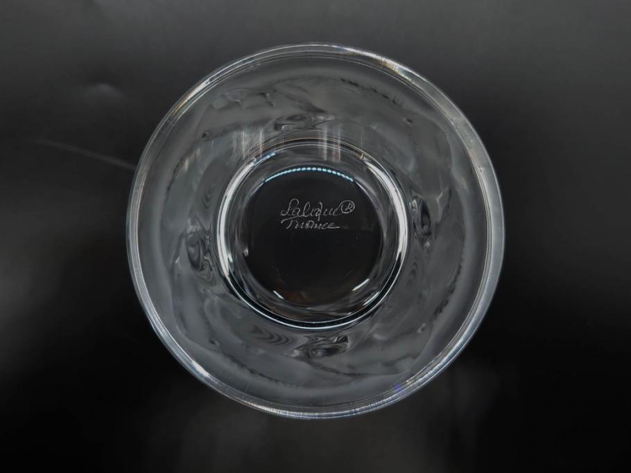 フランス　LALIQUE(ラリック)　ユロット　落ち着いた雰囲気が魅力のオールドファッションタンブラー(フクロウ、梟、サテンクリスタル、グラス、硝子、ガラス、共箱付き)(R-080091)　