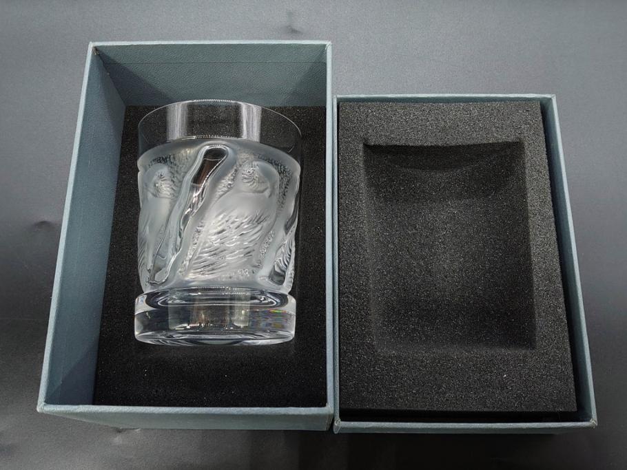 フランス　LALIQUE(ラリック)　ユロット　落ち着いた雰囲気が魅力のオールドファッションタンブラー(フクロウ、梟、サテンクリスタル、グラス、硝子、ガラス、共箱付き)(R-080091)　