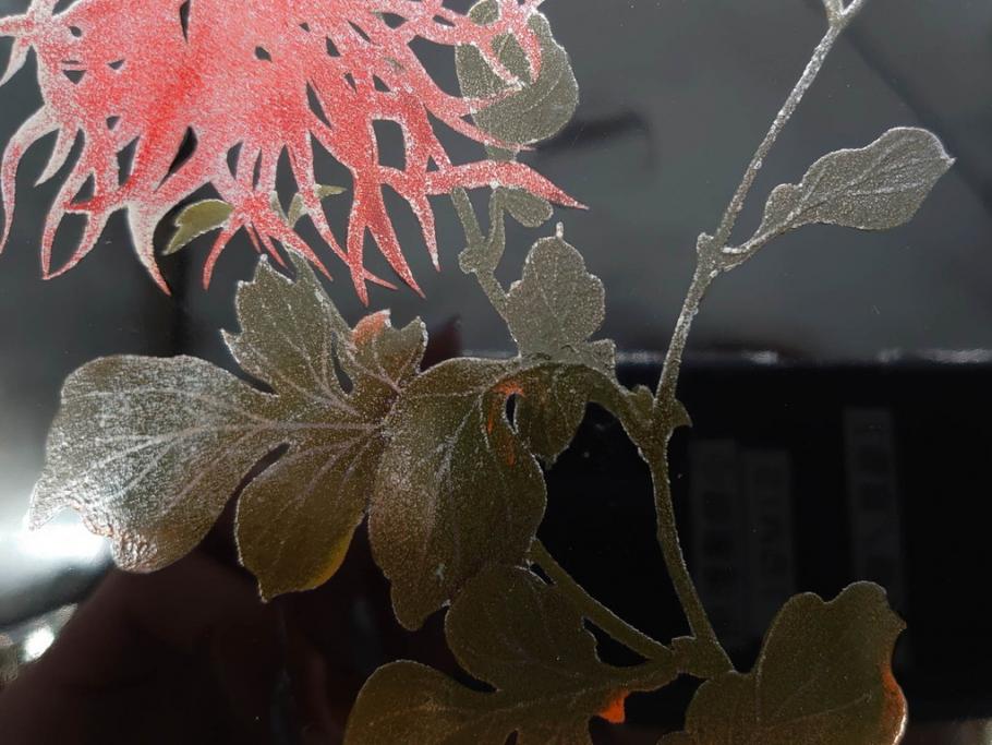 黒江漆器　木製　木皿　菊模様　花のデザインが目を引く小盆5枚セット(漆器、お盆、トレイ、トレー、銘々盆、共箱付き)(R-080093)