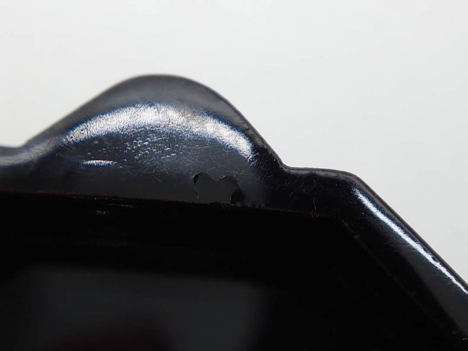黒江漆器　木製　木皿　菊模様　花のデザインが目を引く小盆5枚セット(漆器、お盆、トレイ、トレー、銘々盆、共箱付き)(R-080093)