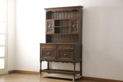 中古　ETHAN ALLEN(イーセンアーレン)　シノワズリ様式　高級感溢れる佇まいが格調高い空間を演出する照明付きガラスキャビネット(飾り棚、ガラスケース、キュリオケース、収納棚、戸棚)(R-066510)