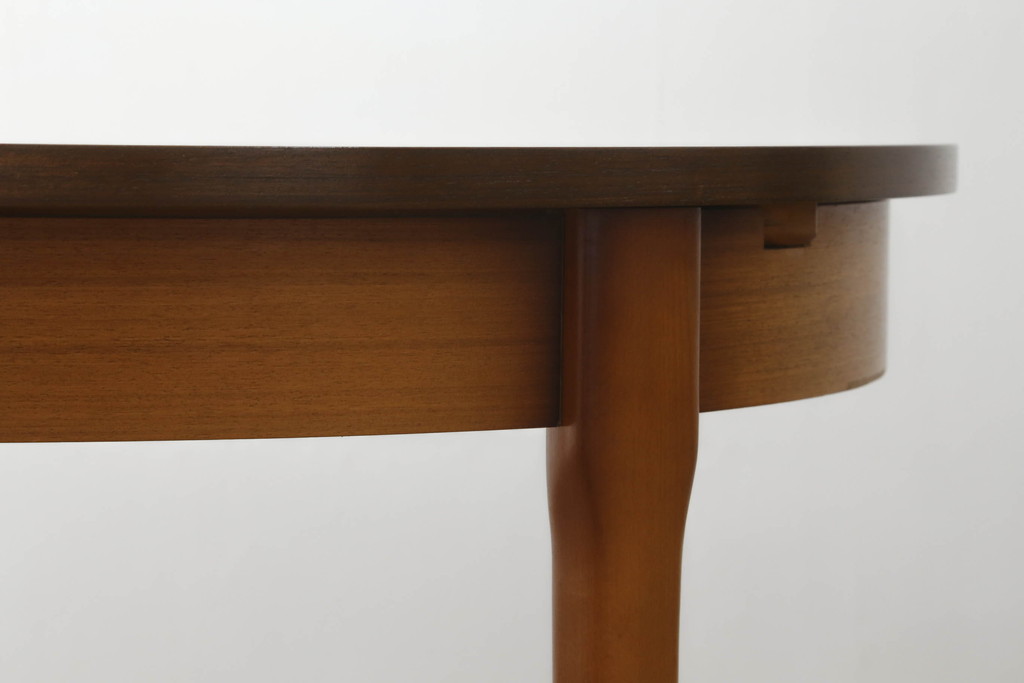 イギリスビンテージ　北欧スタイルのお部屋作りにおすすめのオーバルエクステンションテーブル(拡張式ダイニングテーブル、4人掛け、4P、6人掛け、6P、ラウンドテーブル、ヴィンテージ)(R-063829)