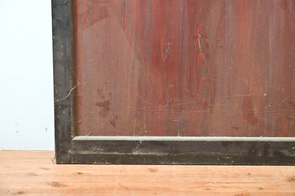 アンティーク建具　ダイヤガラス　和の雰囲気漂うガラス帯戸2枚セット(引き戸、ガラス戸、板戸)(R-060908)