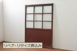 アンティーク建具　大正ロマンの雰囲気香る左右合わせのガラス窓1対(一対、2枚セット、引き戸、ガラス戸)(R-066000)