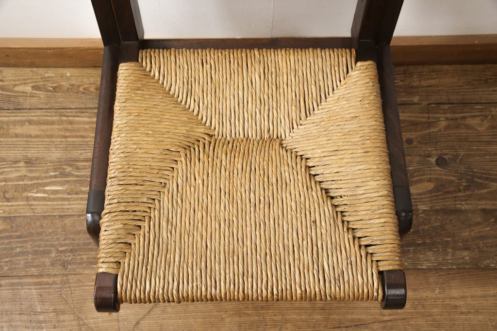 中古　美品　松本民芸家具　520L型　アジアンテイストのお部屋にもぴったりなラッシチェア(椅子、イス)(R-053818)
