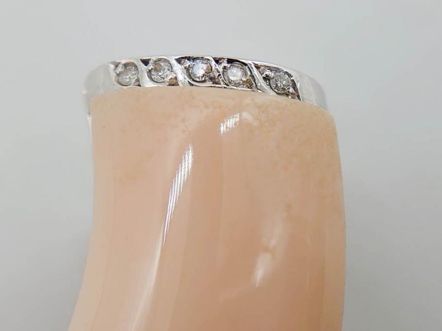ピンク珊瑚(桃色)　Pt900(プラチナ)　気品を感じる帯留(白金、帯留め、着物道具、和装小物、アクセサリー)(R-080395)