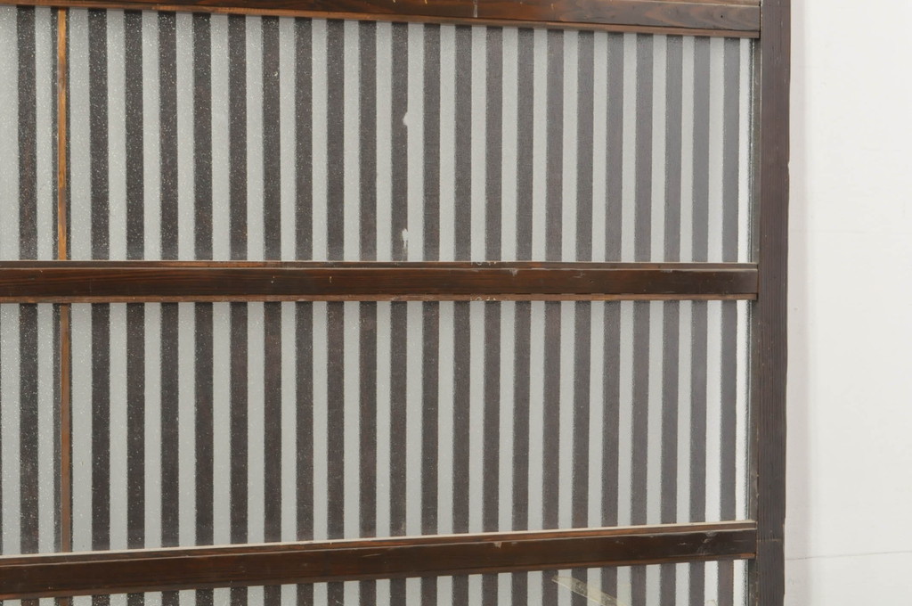 アンティーク建具　希少サイズ!!　落ち着いた和の空間を演出する背の高い幅広ガラス格子戸2枚セット(帯戸、引き戸、ガラス戸)(R-080190)