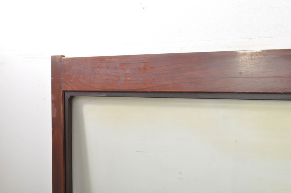 アンティーク建具　上手物!!　高級品　欅(ケヤキ)材　古い大邸宅で使われていた漆塗りの大きなガラス戸2枚セット(引き戸)(R-080199)