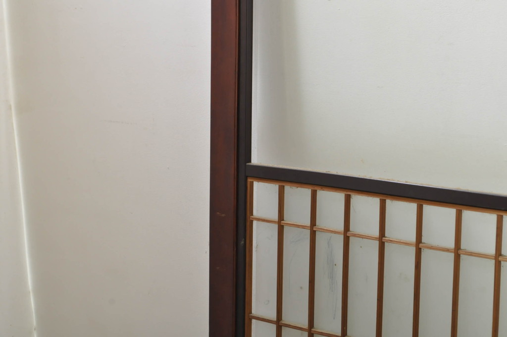 アンティーク建具　上手物!!　高級品　欅(ケヤキ)材　古い大邸宅で使われていた漆塗りの大きなガラス戸2枚セット(引き戸)(R-080199)
