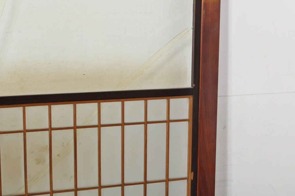 アンティーク建具　上手物!!　高級品　欅(ケヤキ)材　古い大邸宅で使われていた漆塗りの大きなガラス戸2枚セット(引き戸)(R-080199)
