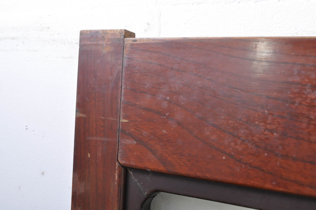 アンティーク建具　上手物!!　高級品　欅(ケヤキ)材　古い大邸宅で使われていた漆塗りの大きなガラス戸2枚セット(引き戸)(R-080199)