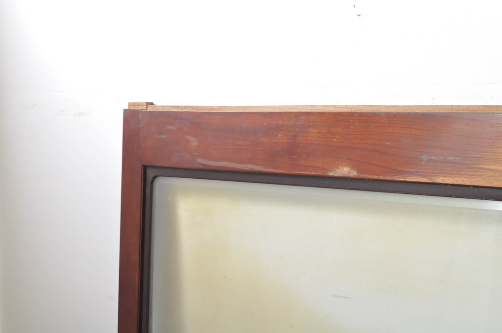 アンティーク建具　上手物!!　高級品　欅(ケヤキ)材　古い大邸宅で使われていた漆塗りの大きなガラス戸2枚セット(引き戸)(R-080199)