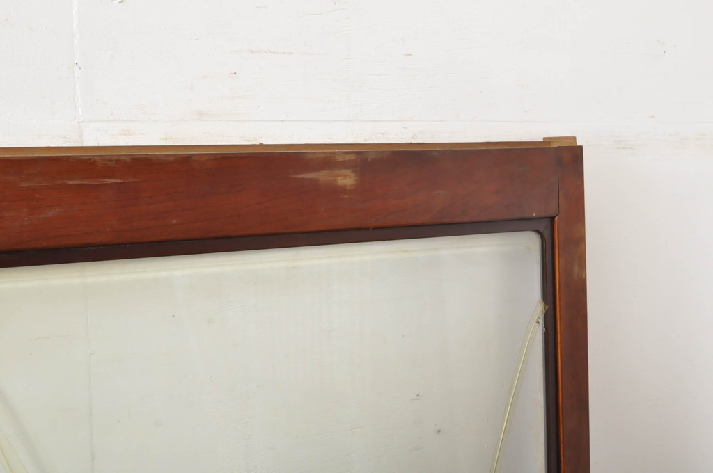 アンティーク建具　上手物!!　高級品　欅(ケヤキ)材　古い大邸宅で使われていた漆塗りの大きなガラス戸2枚セット(引き戸)(R-080199)