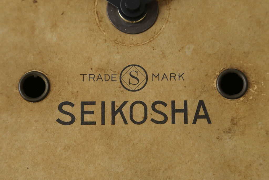 和製アンティーク　精工舎(SEIKOSHA、セイコー)　TRADE(S)MARK　シンプルな丸いフォルムの振り子時計(柱時計、古時計、掛け時計、丸型)(R-078908)