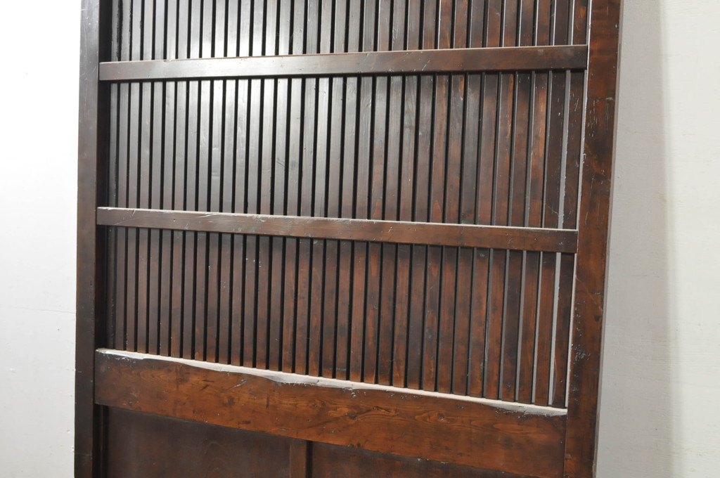 アンティーク建具　北陸産　欅(ケヤキ)材・檜(ヒノキ)材　和の空間を高める格子蔵戸1枚(格子戸、引き戸、玄関戸)(R-080184)