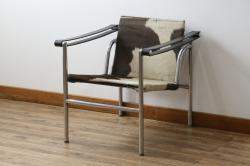 アンティーク家具　超希少!!　当時のオリジナル品　ダメージ有り　ル・コルビュジエ(Le Corbusier)　ピエール・ジャンヌレ(Pierre Jeanneret) シャルロット・ペリアン(Charlotte Perriand)　LC1　ワンランク上の空間づくりにおすすめなスリングチェア(バスキュランチェア、アームチェア、椅子、イス、Cassina、カッシーナ)(R-079837)