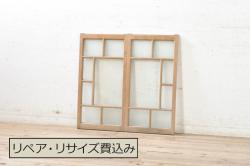 アンティーク建具　シンプルなデザインの障子入り引き戸1枚(板戸、障子戸、建具)(R-050558)