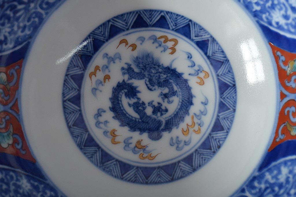 柿右衛門　深鉢2点　徳利1点(染付、渦福龍図、和食器)(R-045941)