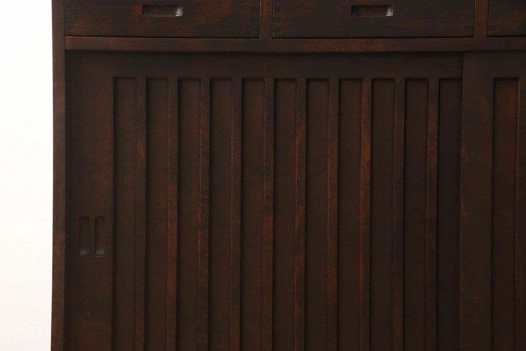中古　民芸家具　和光　NEW北樹　水屋150K　上質な和の空間づくりにおすすめの水屋箪笥(食器棚、戸棚、収納棚、キャビネット)(R-062258)